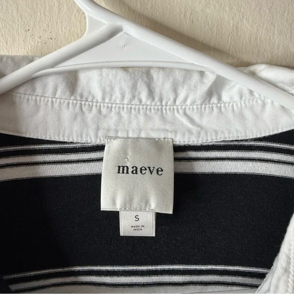 Anthropologie Maeve Black White It Girl Embellished Polo Top - Picture 4 of 7